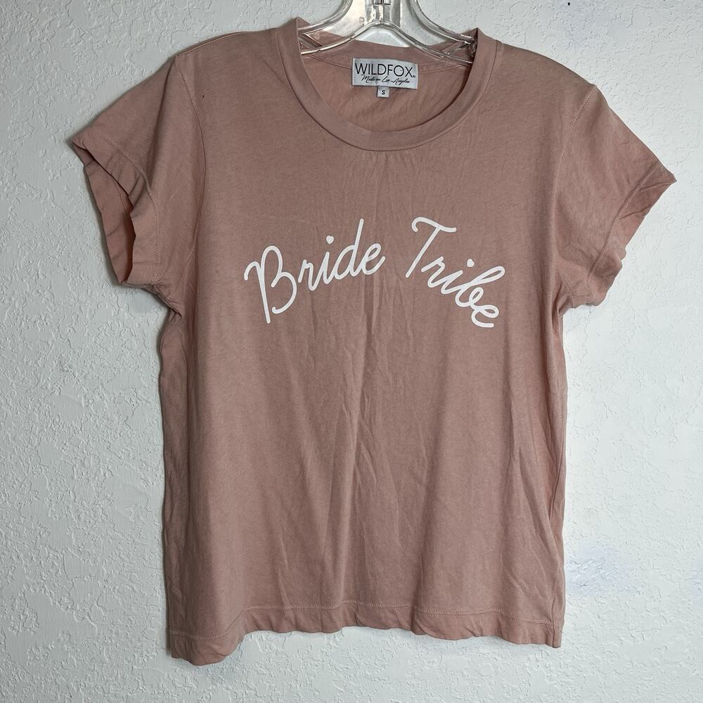 Wildfox Made In Los Angeles “Bride Tribe” Tee Nude color, Size S, short sleeve